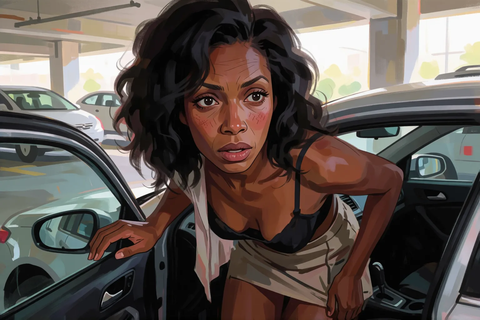 Erotic story illustration: What Happened to Me with a Stranger in the Parking Lot