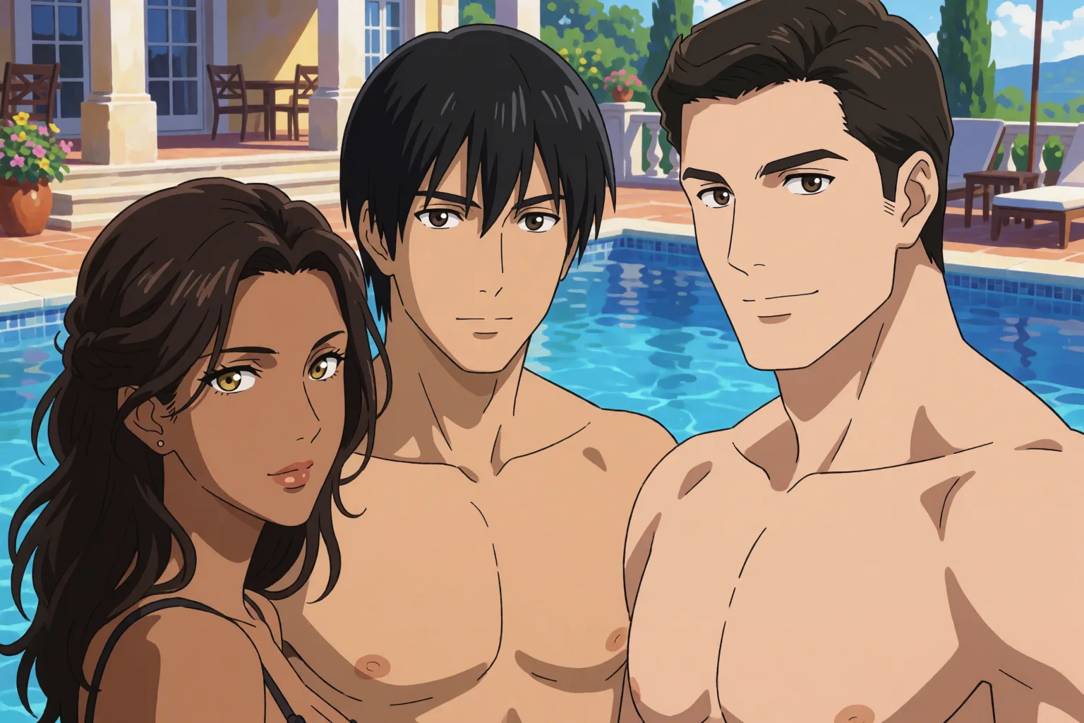 Ilustración del relato erótico: Lo que mi marido quería que yo viera en la piscina