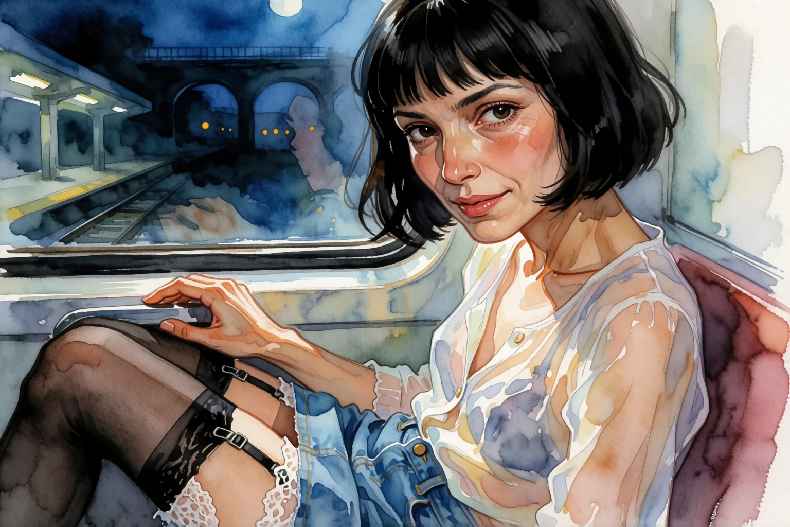 Ilustración del relato erótico: Lo que pasó en el tren cuando se fue la luz
