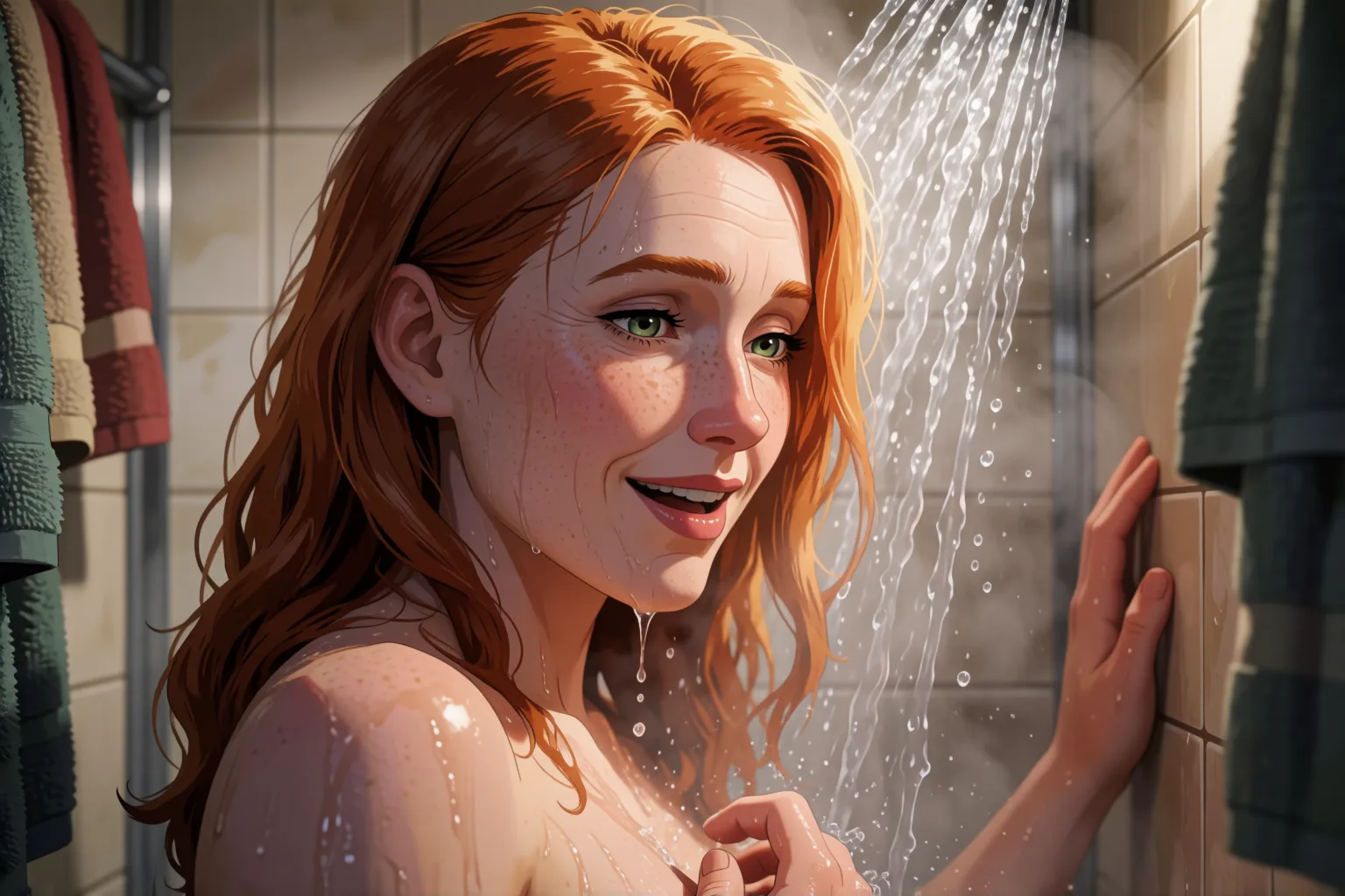 Erotic story illustration: What Happened in the Campsite Showers That Morning