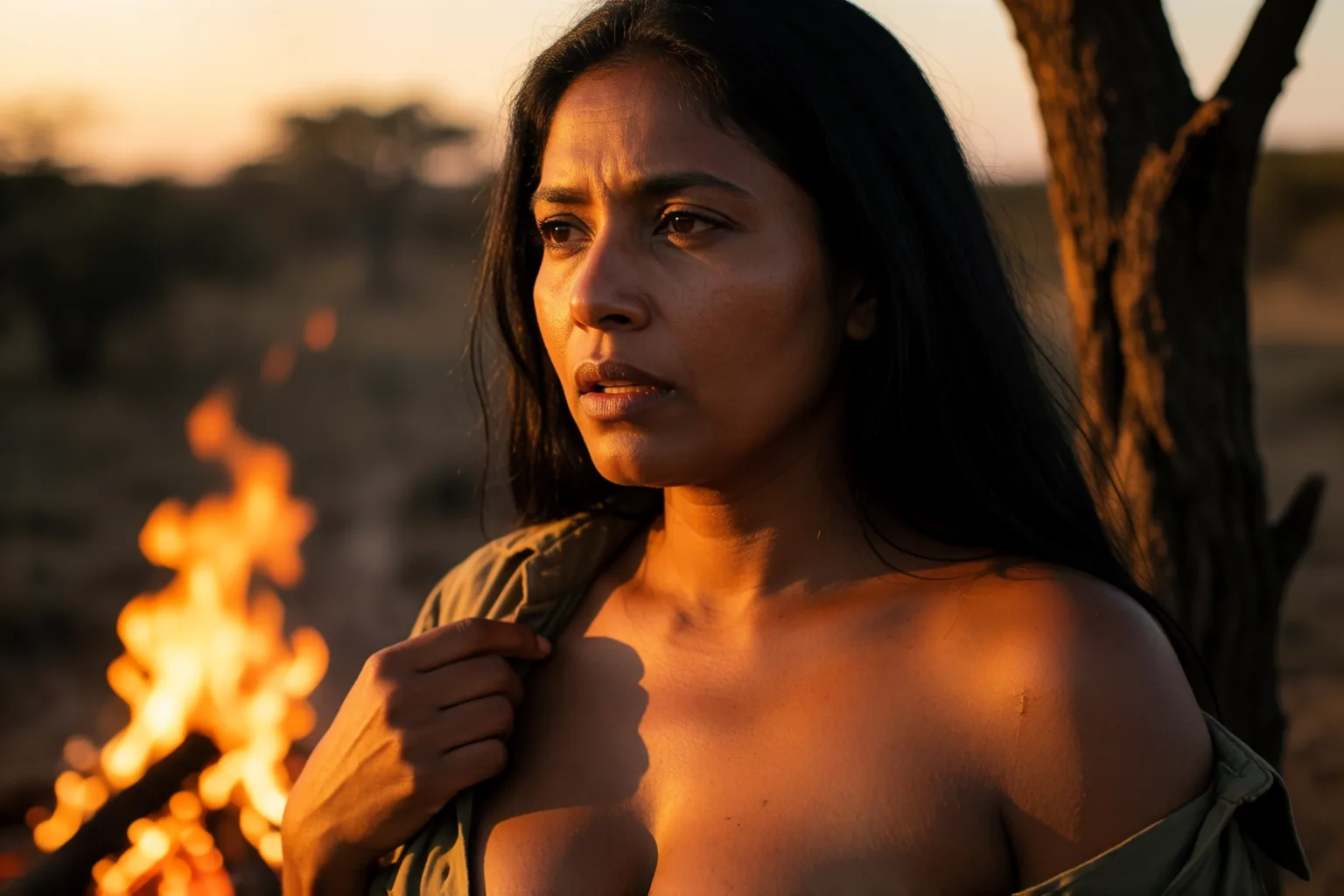 Erotic story illustration: What Happened by the Campfire While He Slept