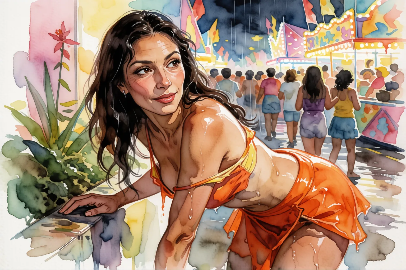 Erotic story illustration: What I Experienced at Carnival with Two Strangers
