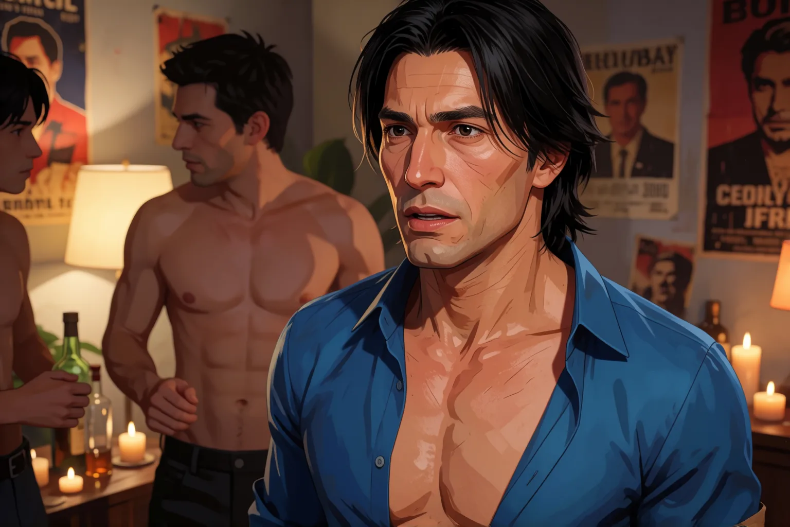 Erotic story illustration: The Three of Us Ended Up at His Apartment That Night