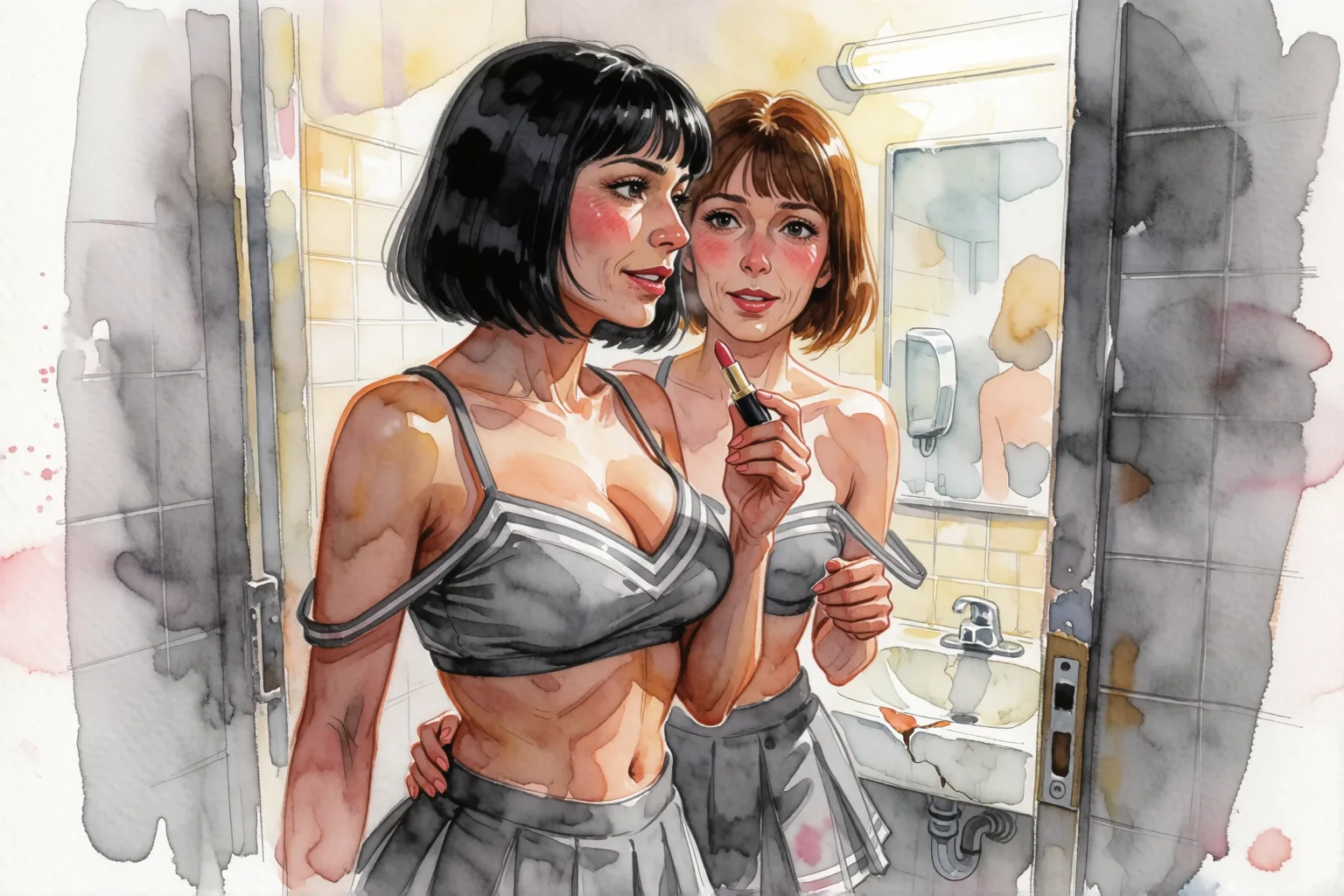 Ilustración del relato erótico: Me equivoqué de baño en la fiesta de la facultad