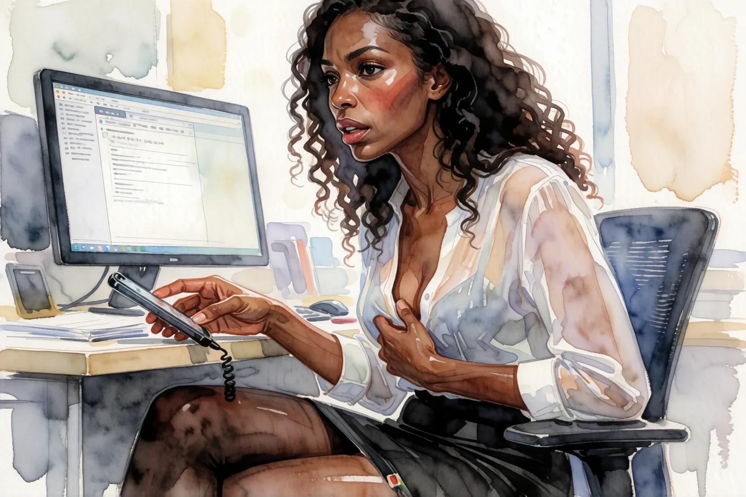 Illustration zur erotischen Geschichte: Ich befriedige mich im Büro und denke nicht daran aufzuhören