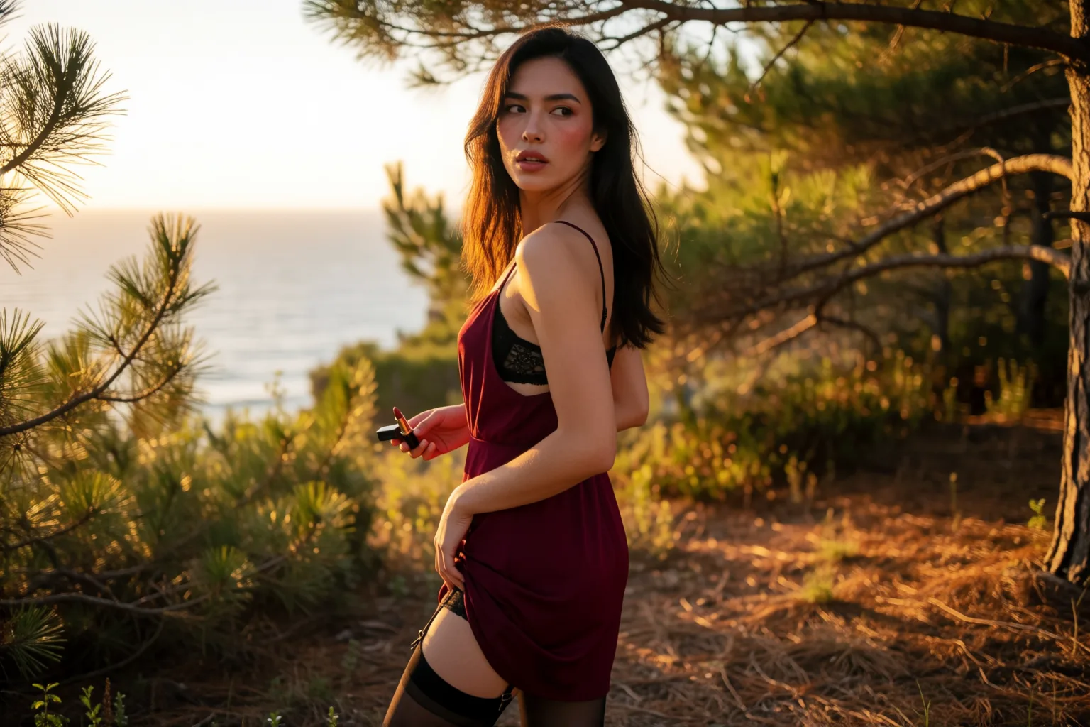 Erotic story illustration: I Dressed as a Woman in the Woods and He Caught Me