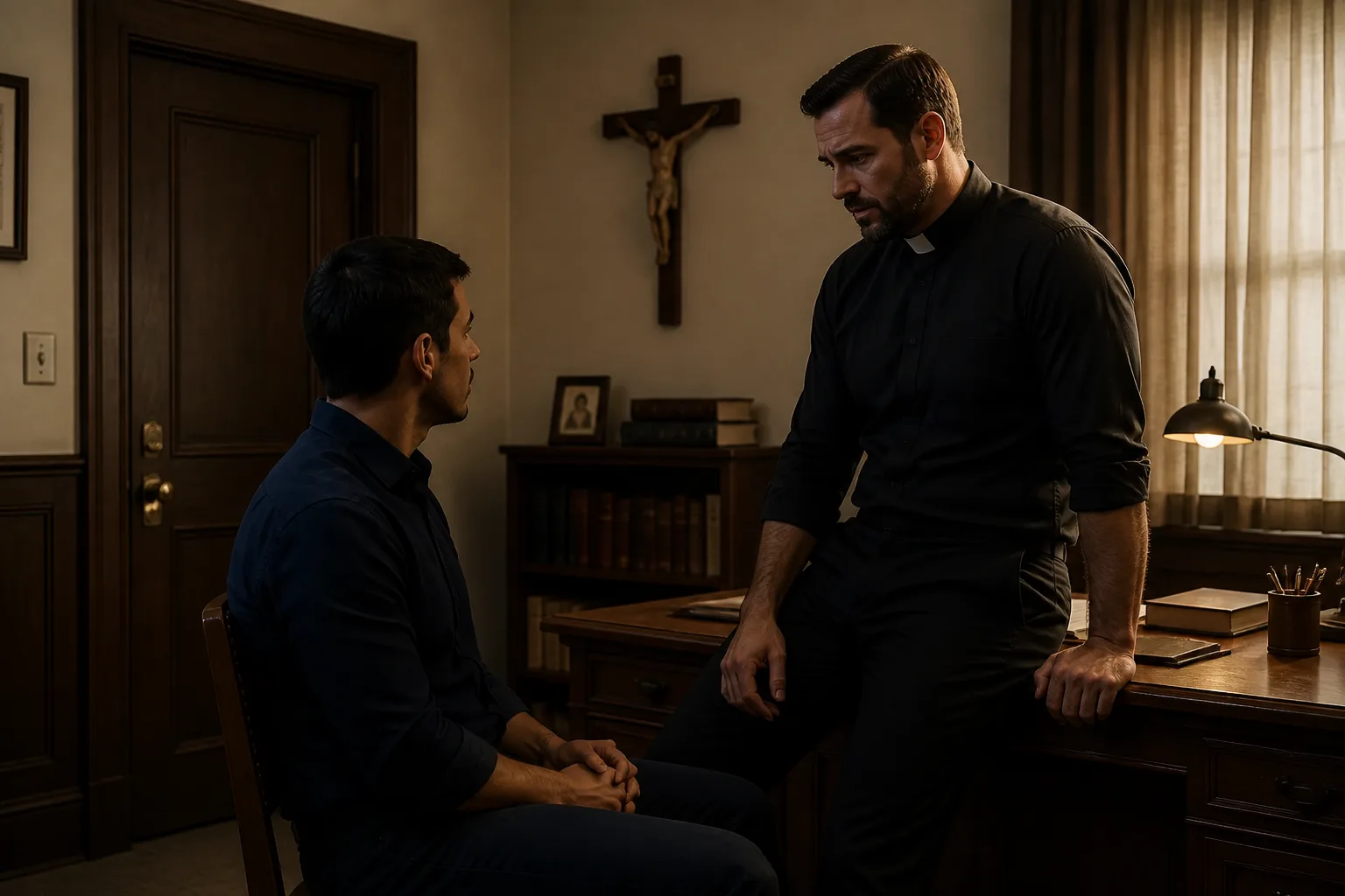 Scene 2 of the story: My Confession Ended on My Knees in the Sacristy