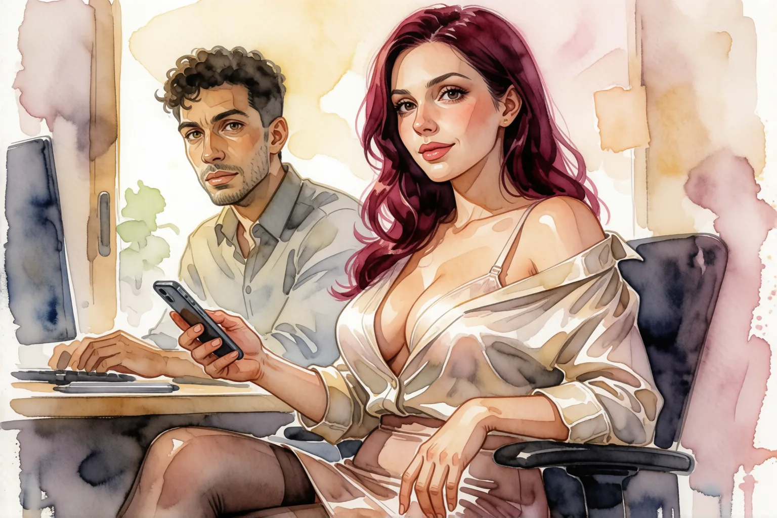 Scena 2 del racconto: Il mio dipendente fantasticava su di me e gli ho insegnato a obbedire