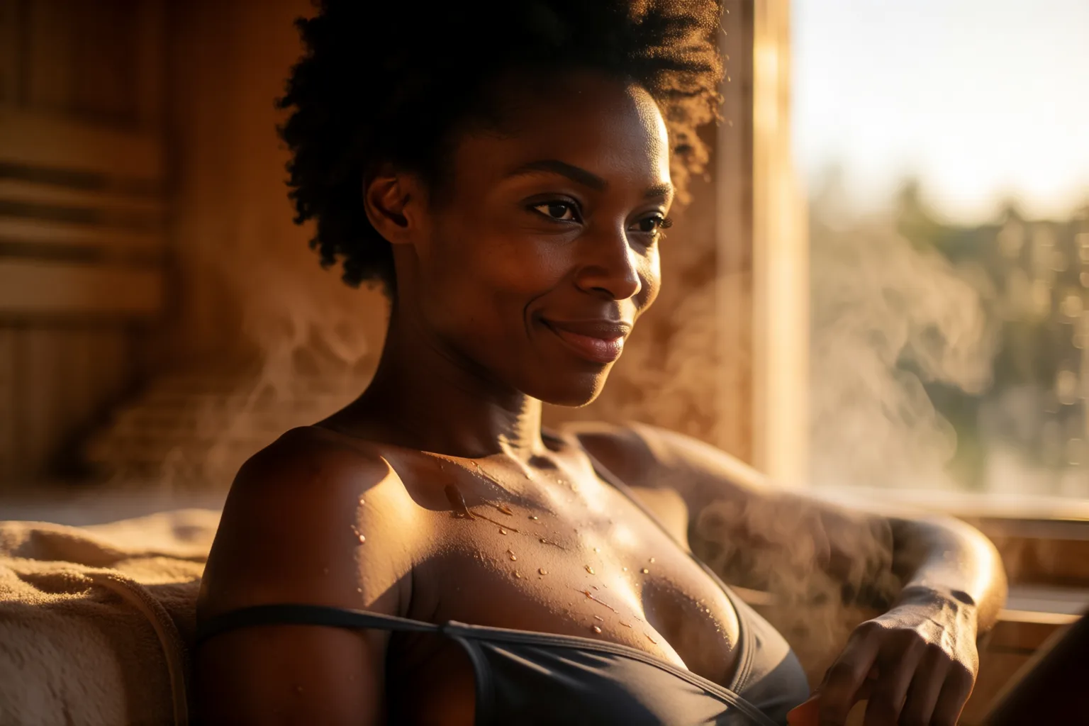 Escena 1 del relato: Mi encuentro a solas con ella empezó en la sauna