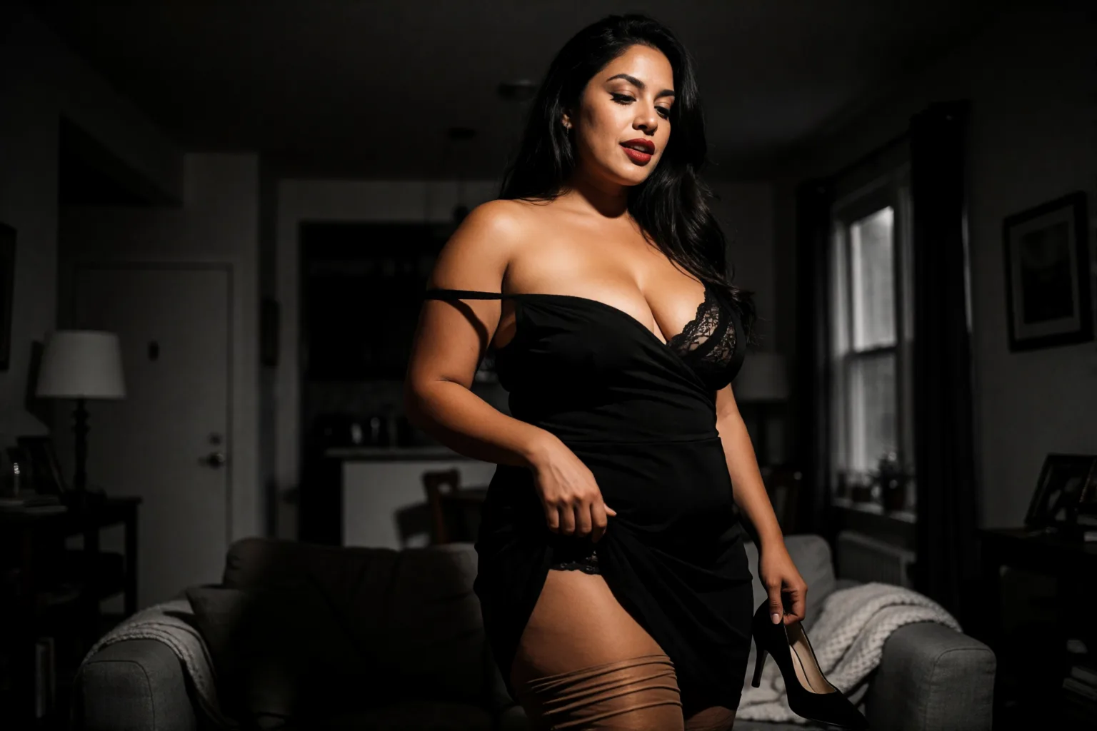 Erotic story illustration: My wife invited a stranger and put me on my knees