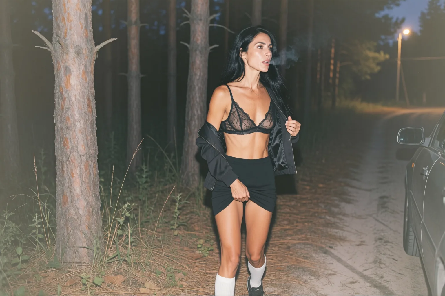 Erotic story illustration: My Girlfriend Wanted a Stranger to Watch Us in the Pine Grove