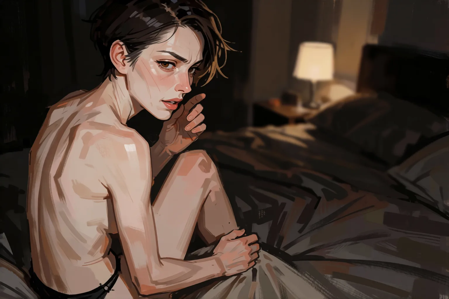 Ilustración del relato erótico: Mi novia volvió de viaje con una confesión a oscuras