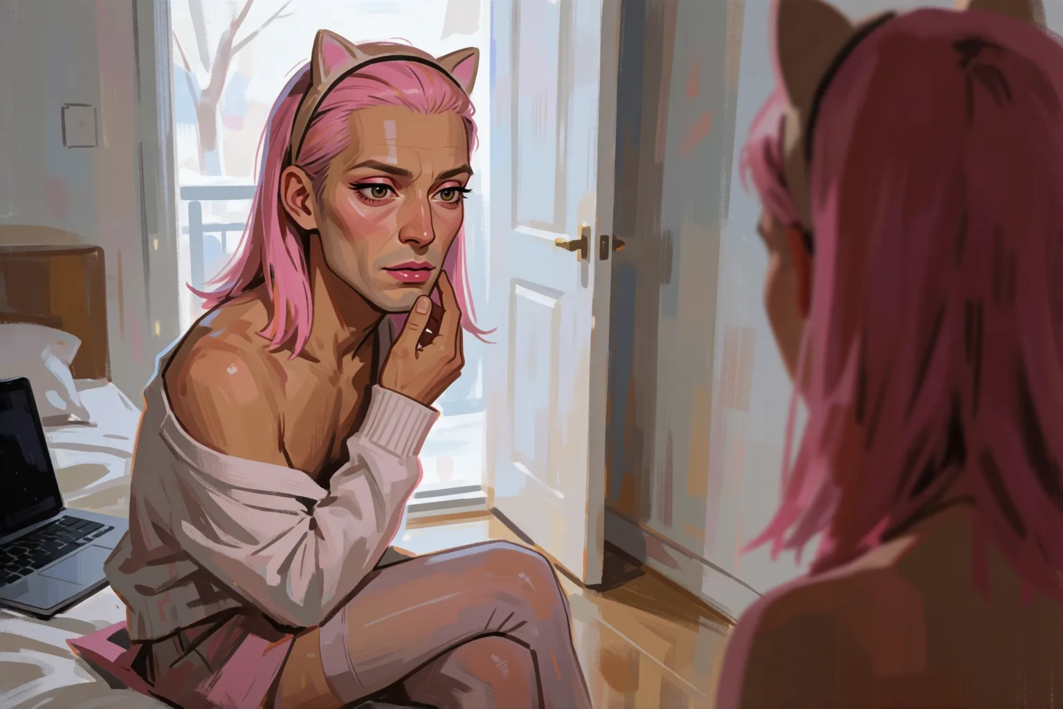 Erotic story illustration: My Boyfriend Made Me Up to Stand Up to My Mother