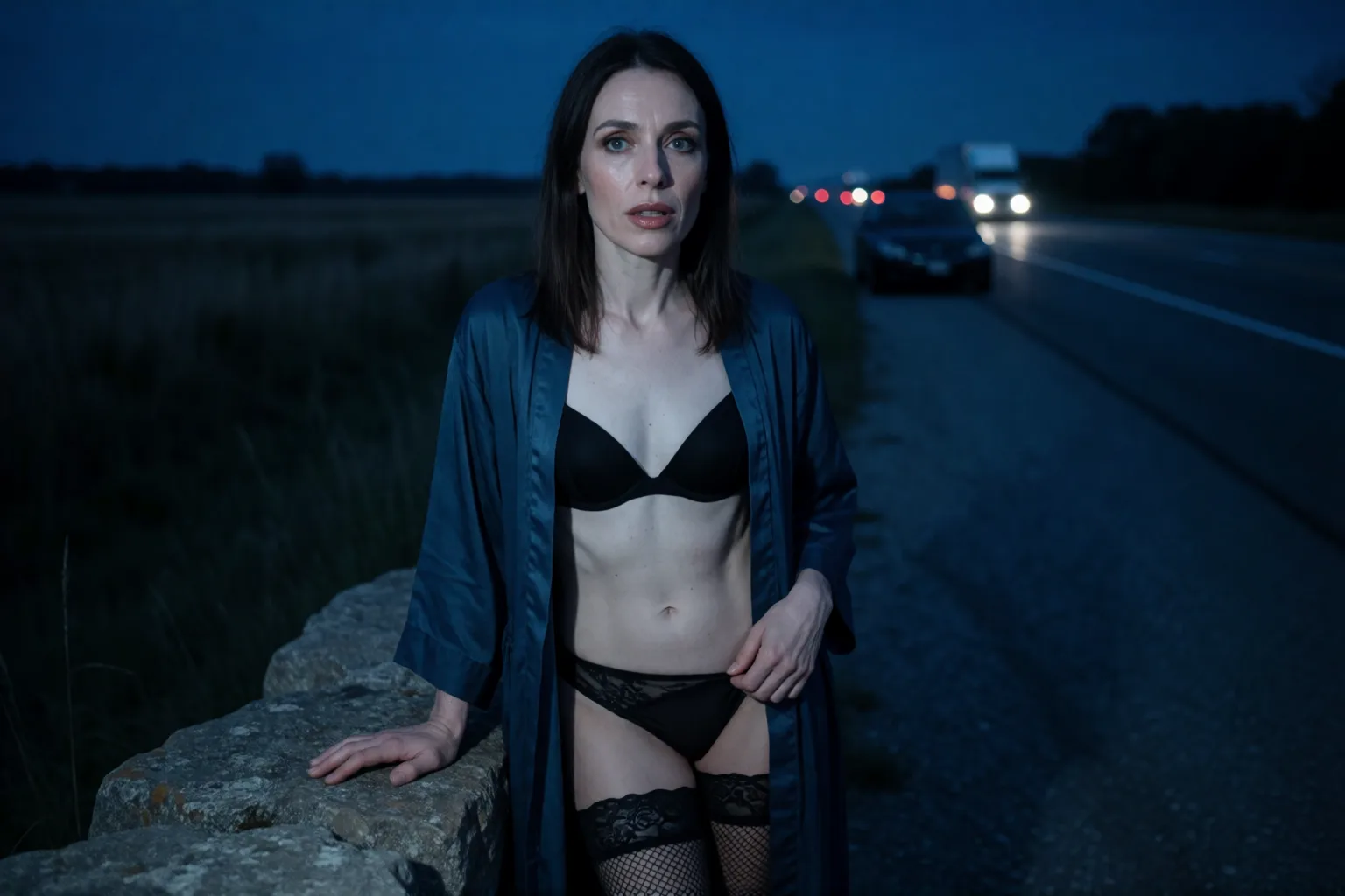 Ilustración del relato erótico: Mi primera noche en la carretera como travesti