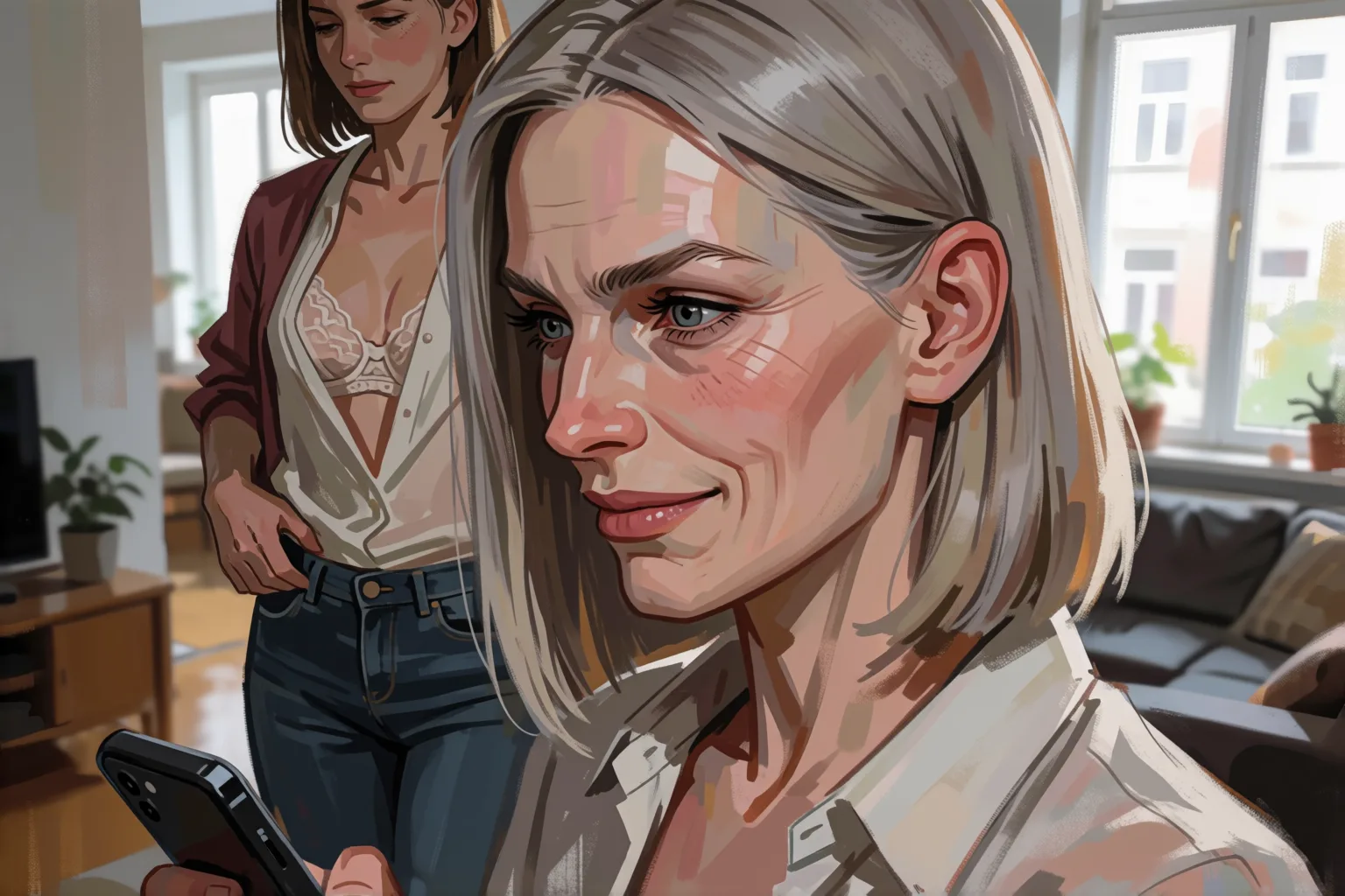 Erotic story illustration: My First Orgy Started with a Call from Sofía