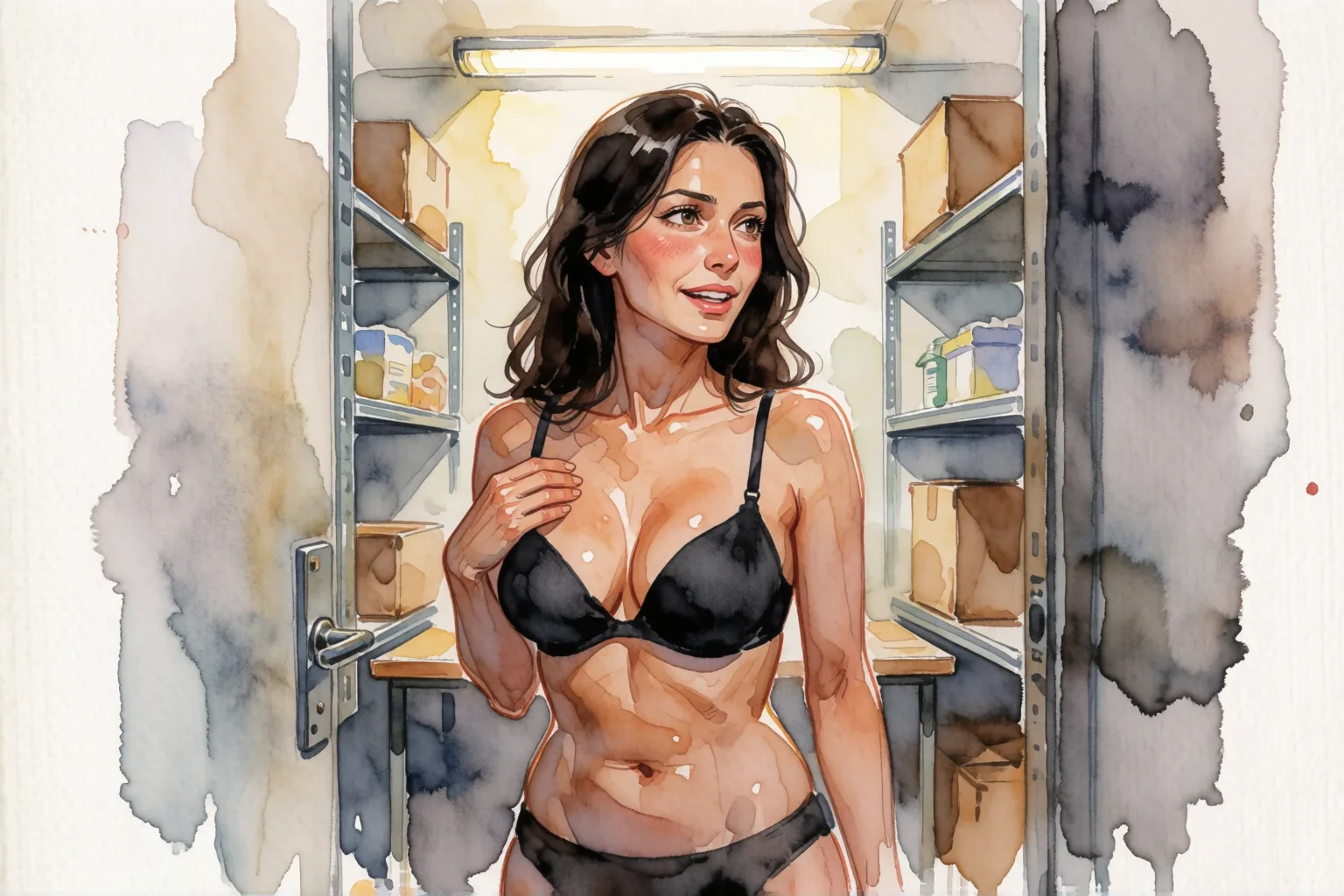 Erotic story illustration: My First Time with a Woman Was Behind the Counter