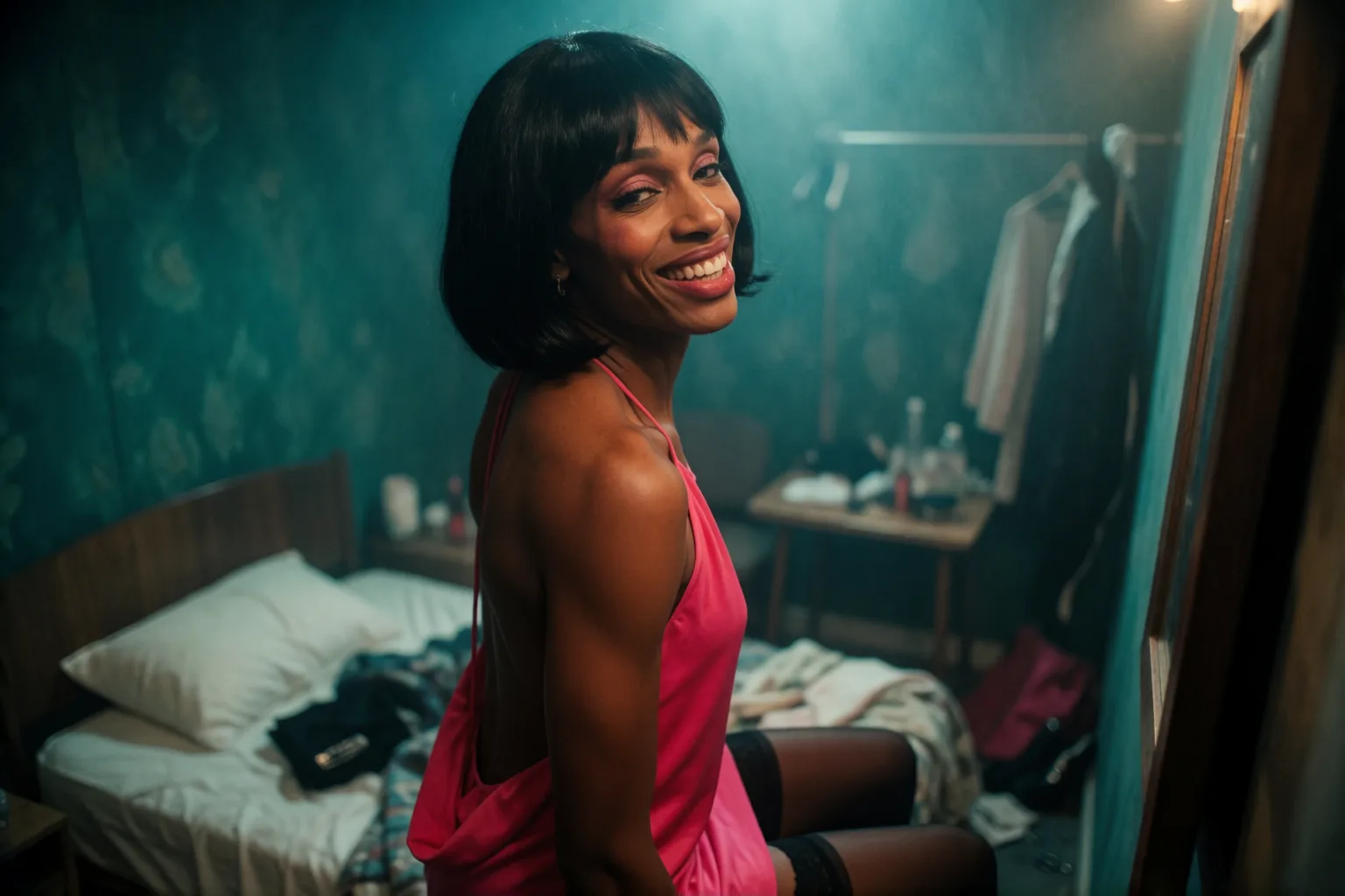 Illustration de l'histoire érotique : Ma deuxième fois en travesti au cinéma porno