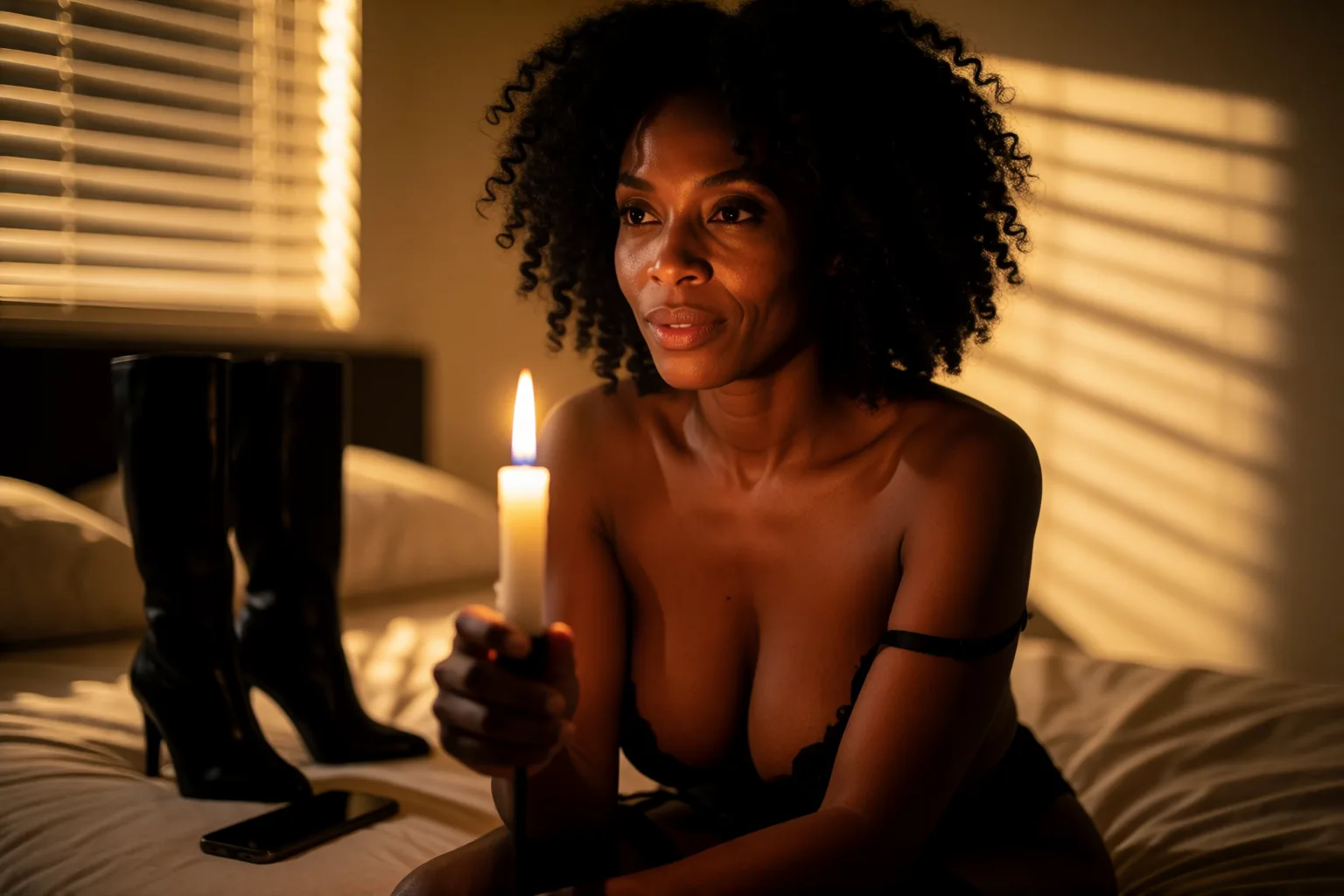 Erotic story illustration: My submissive waited for hours for me to give him permission