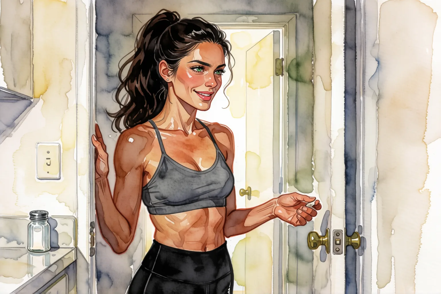Erotic story illustration: My Neighbor Is the Porn Actress I’ve Been Watching Since I Was 18