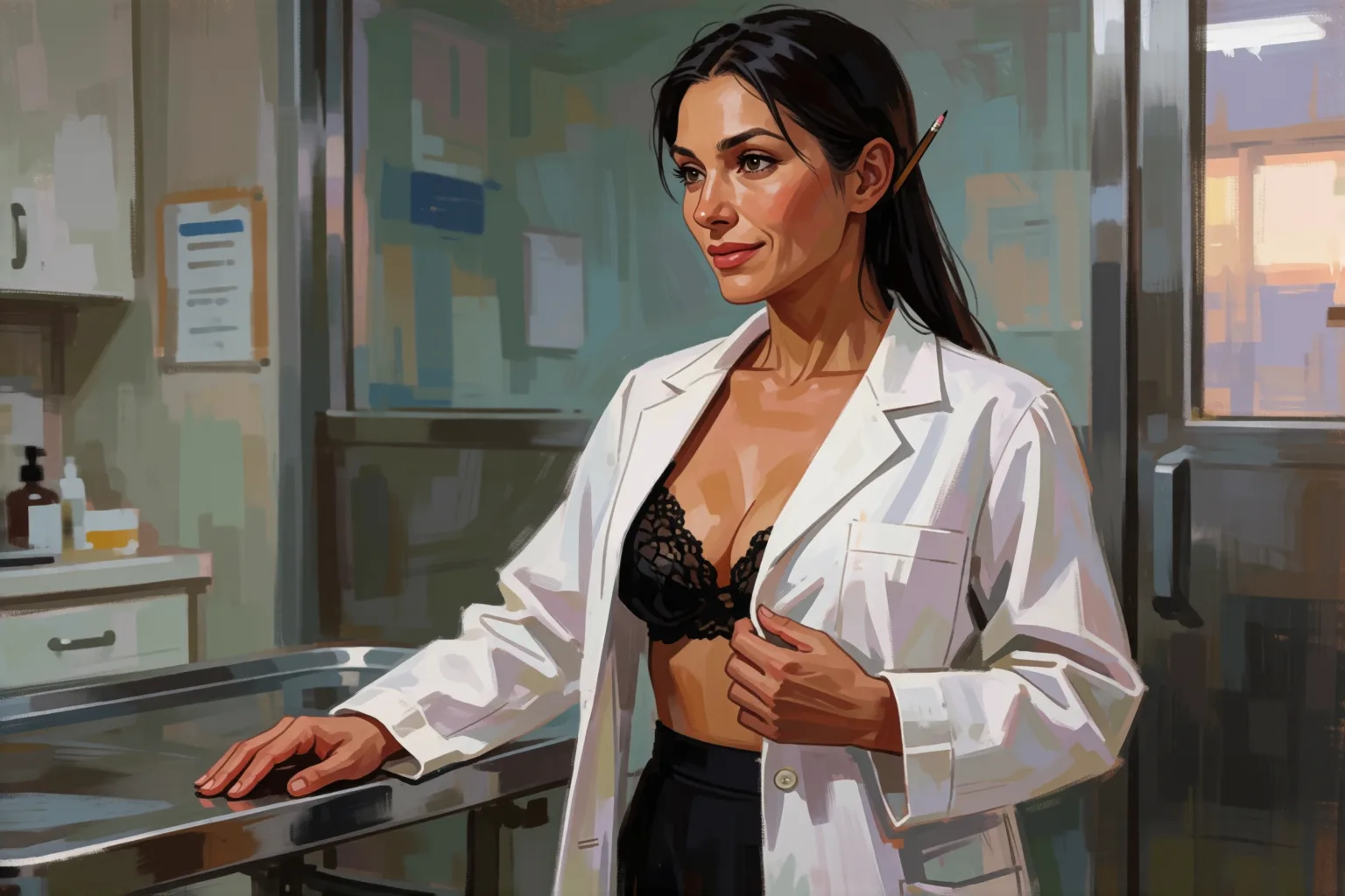 Erotic story illustration: While My Wife Prayed, I Was with the Veterinarian