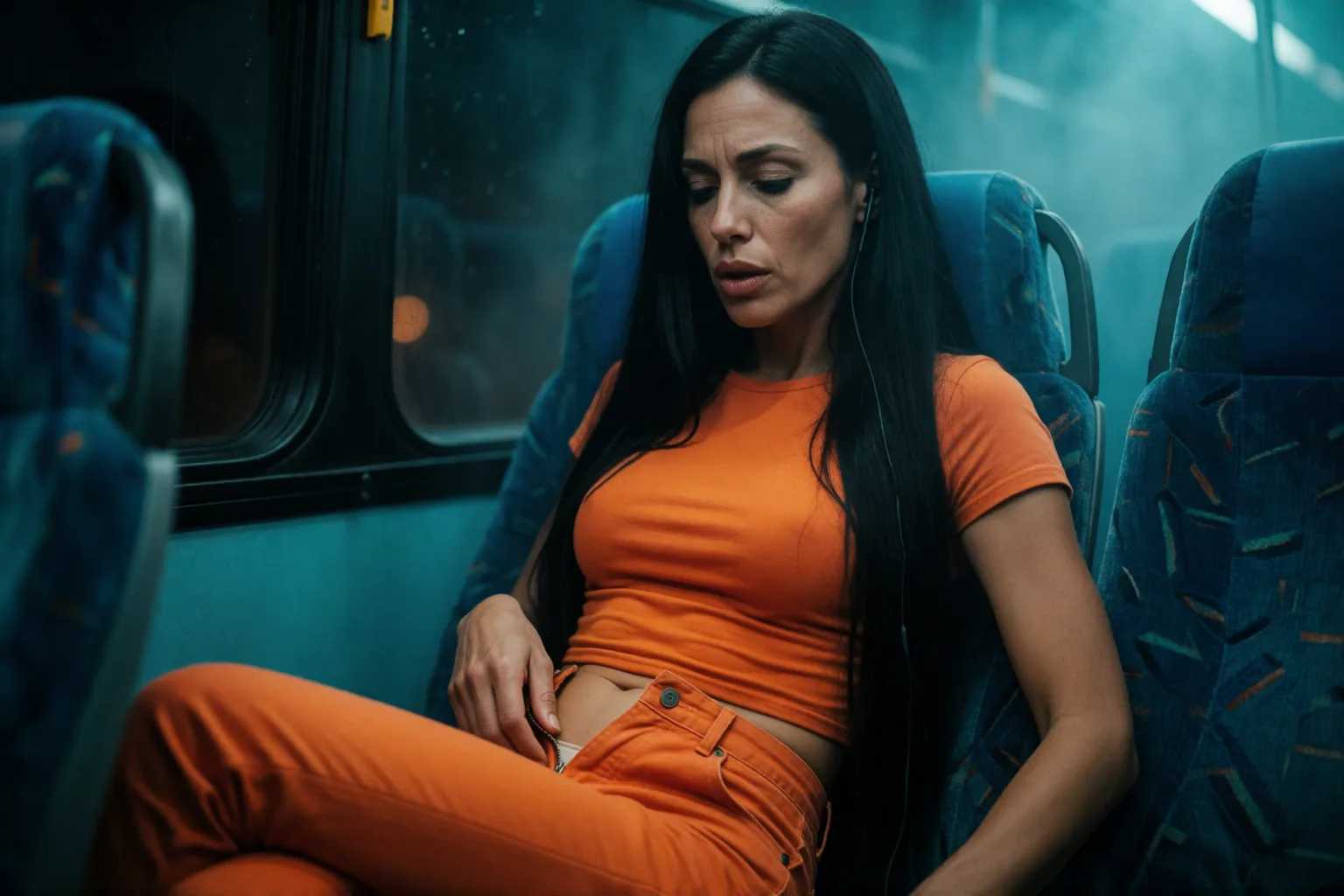 Escena 1 del relato: No aguanté las ganas en el autobús nocturno