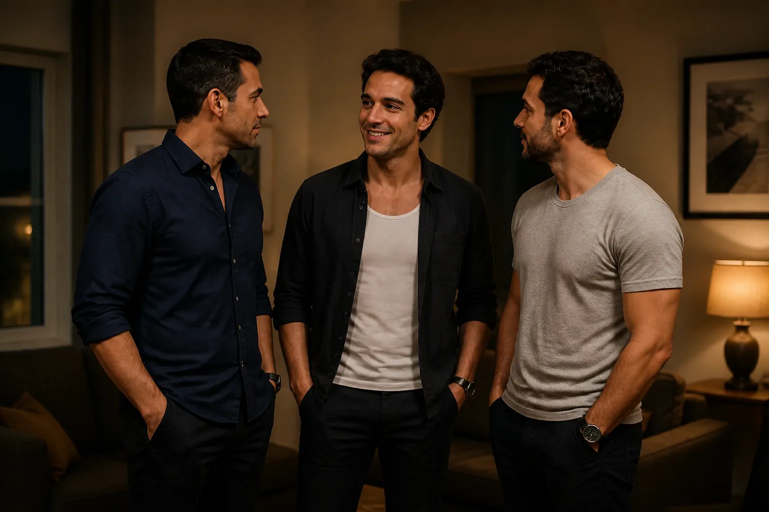 Erotic story illustration: My First Gay Threesome: The Night I Never Saw Coming