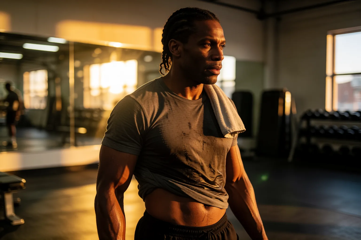 Erotic story illustration: Sweat and Gay Desire Under the Empty Gym Showers