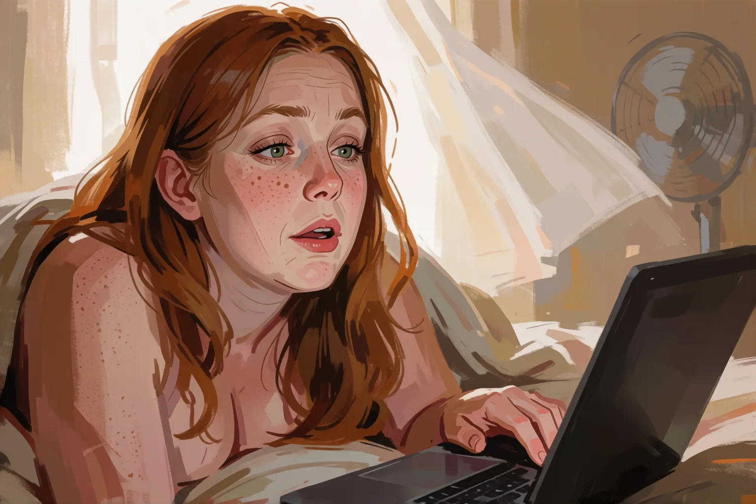 Ilustração do conto erótico: Te confieso lo que imagino cuando estoy sozinha na minha cama