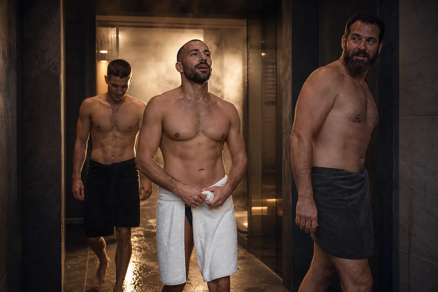 Szene 4 der Geschichte: Drei Fremde in der Sauna brachten mich bis in den Himmel