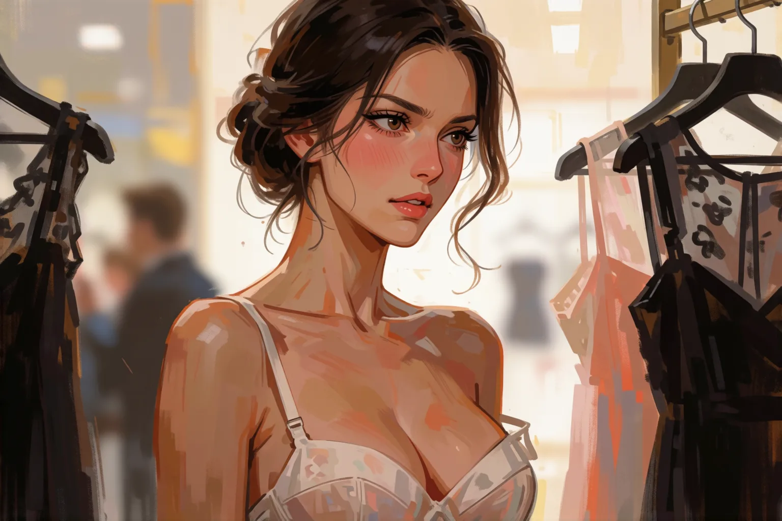 Escena 1 del relato: Tres mujeres y un vestido sin tirantes