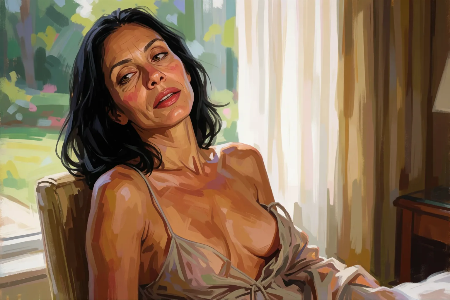 Erotic story illustration: I Saw My Wife With Her Assistant from the Garden