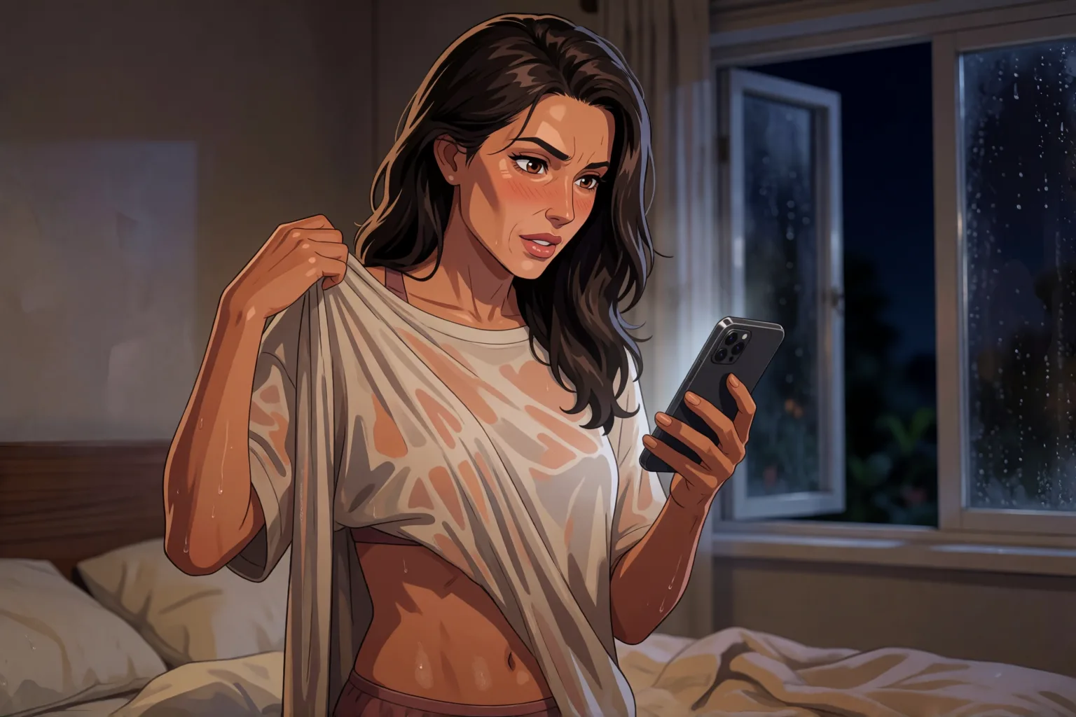 Ilustración del relato erótico: Volví a su cuarto por lo que no podía olvidar